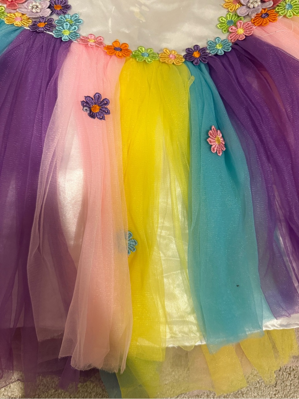 Girls Unicorn Tutu Dress Costume Multicolor Tulle and Headband & wings Sz 6/6x - Picture 4 of 9